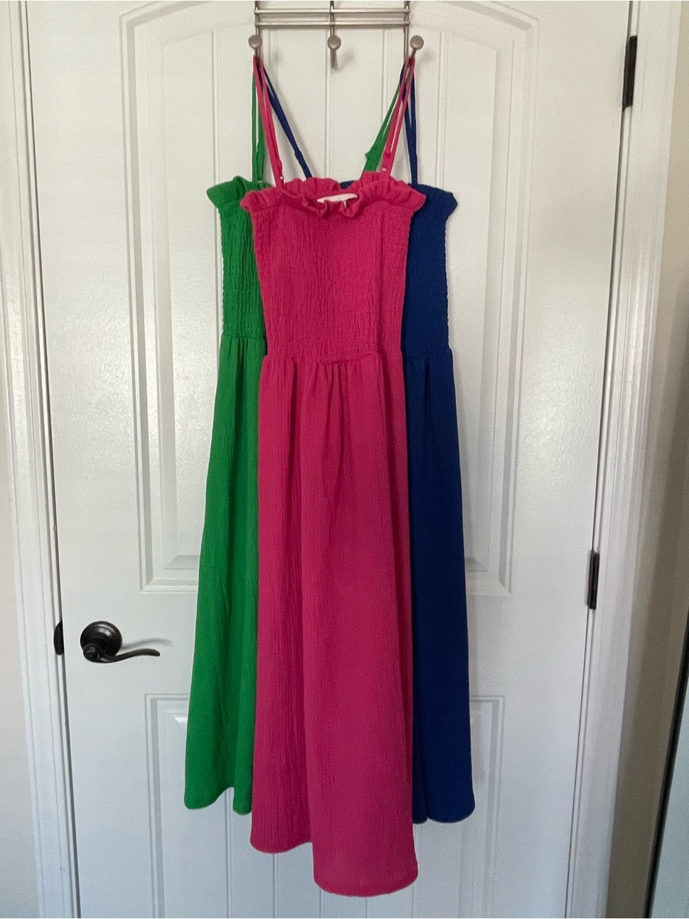3 pack Maxi Dress with Adjustable Straps, pink, blue, green. H&M size xs